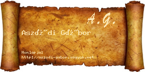 Aszódi Gábor névjegykártya