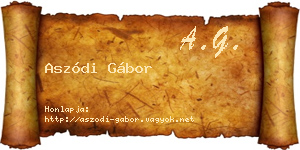 Aszódi Gábor névjegykártya